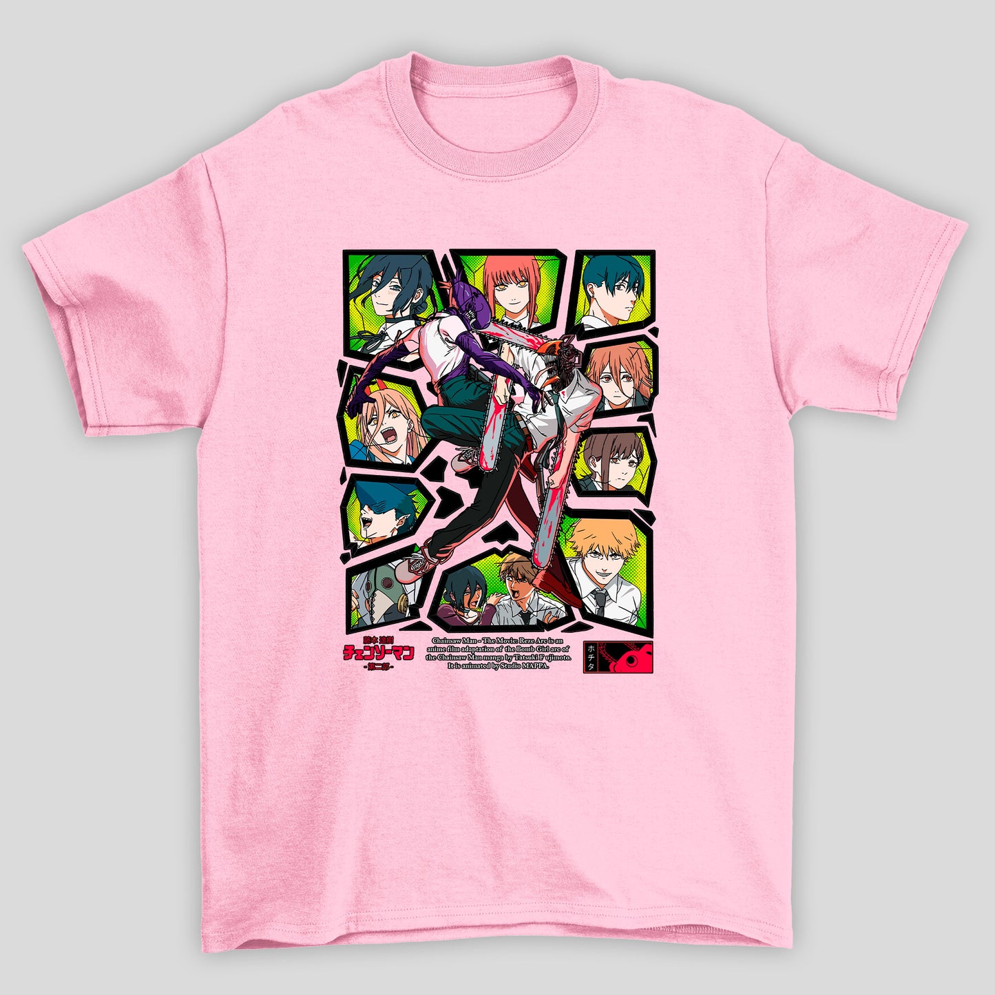 Camiseta Básica Unissex Chainsaw Man Bomba Denji Personagens