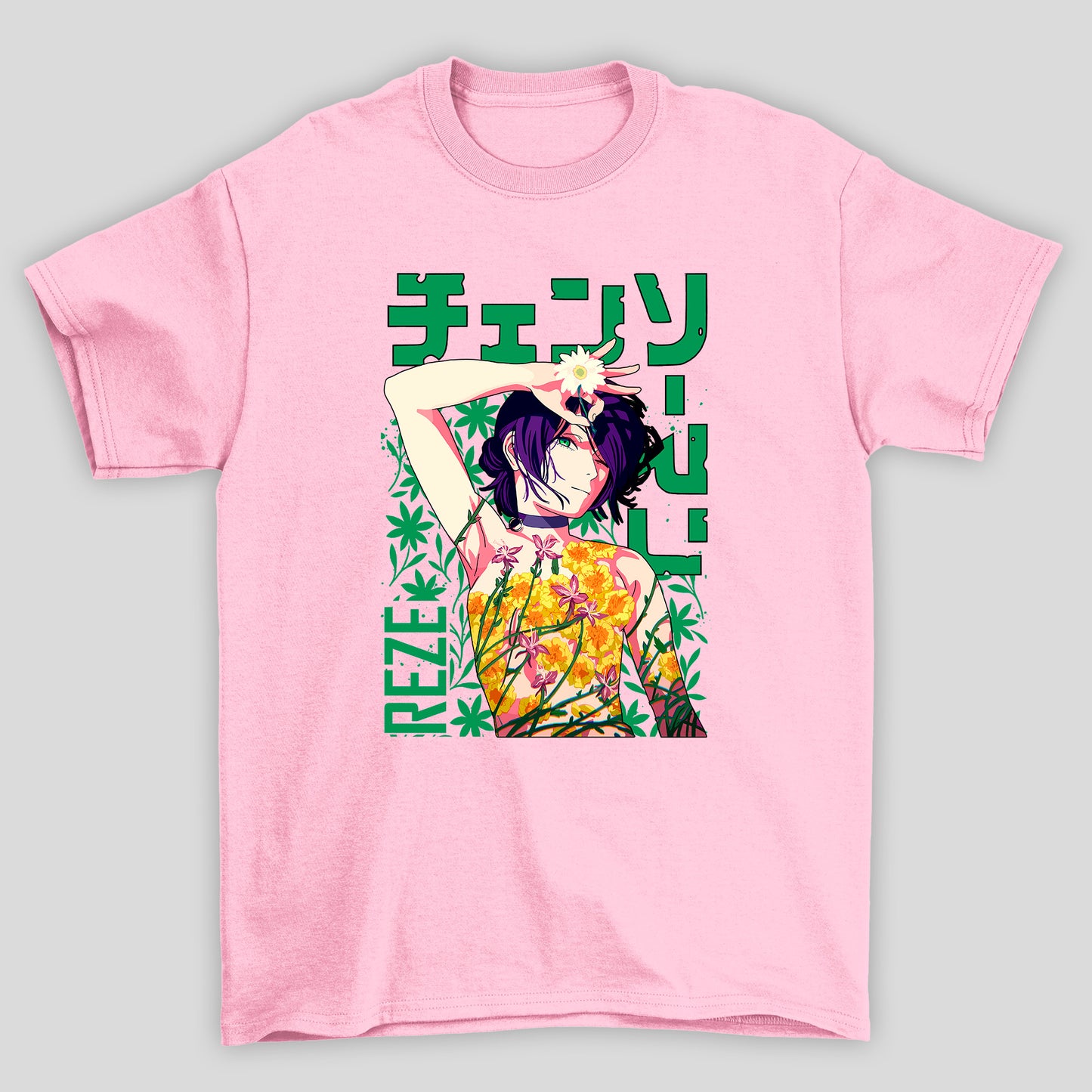 Camiseta Básica Unissex Chainsaw Man Reze Flowers