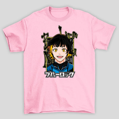 Camiseta Básica Unissex Blue Lock Meguru Bachira Rosto