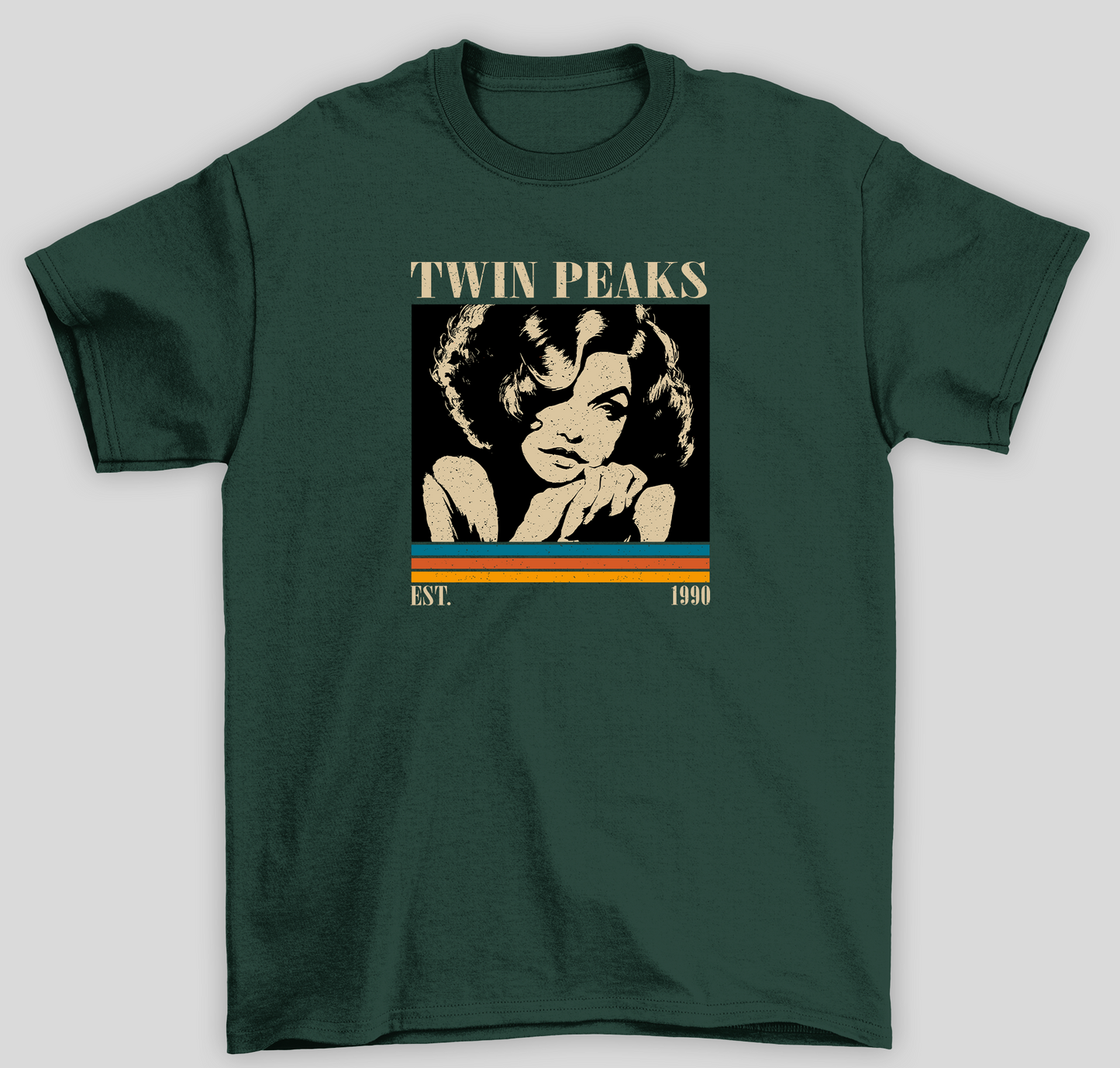 Camiseta Básica Unissex Twin Peaks Est 1990- verde