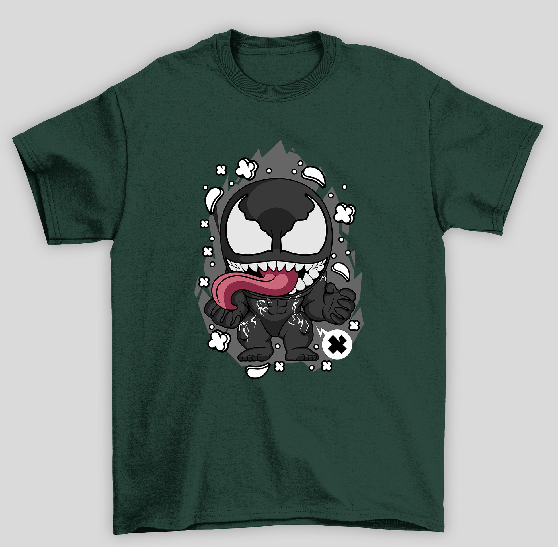 Camiseta Básica Unissex Venom Chibi Fofo- verde