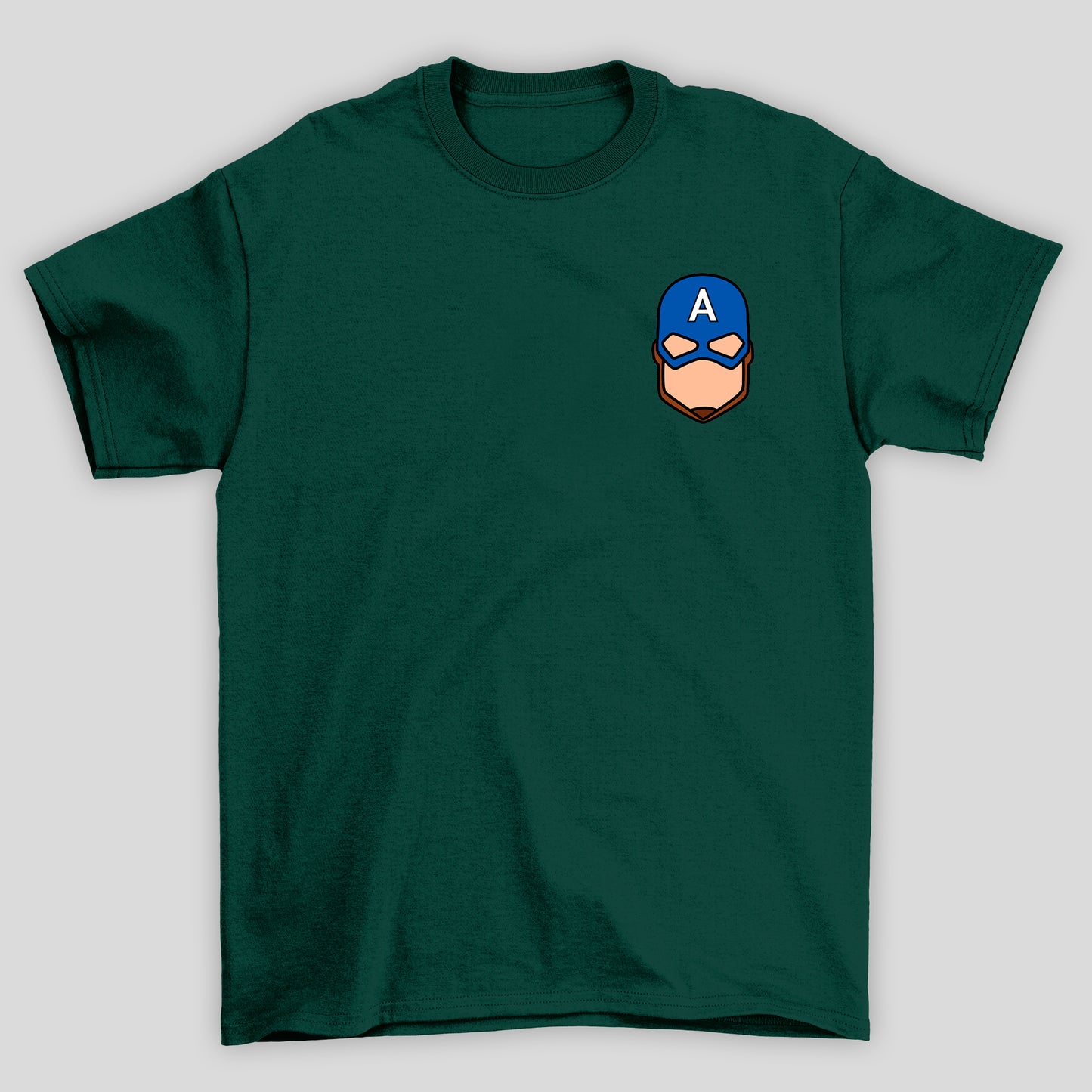 Camiseta Básica Unissex Capitão América Rosto Minimalista
