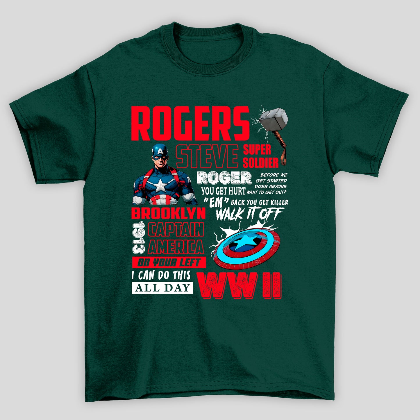 Camiseta Básica Unissex Capitão América Rogers Textos