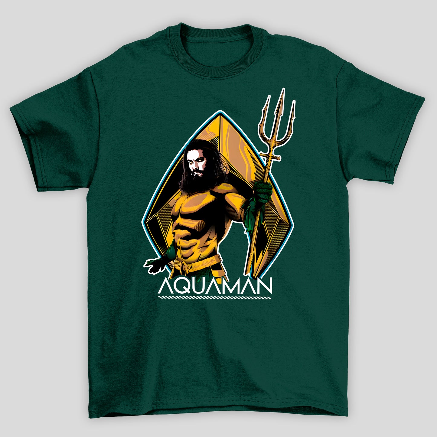 Camiseta Básica Unissex Aquaman Tridente HQ Style