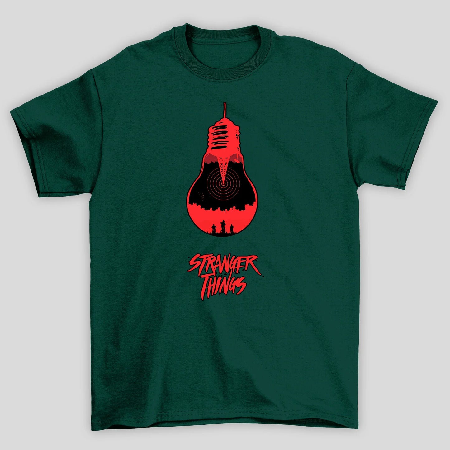 Camiseta Básica Unissex Lampada Vermelha Stranger Things