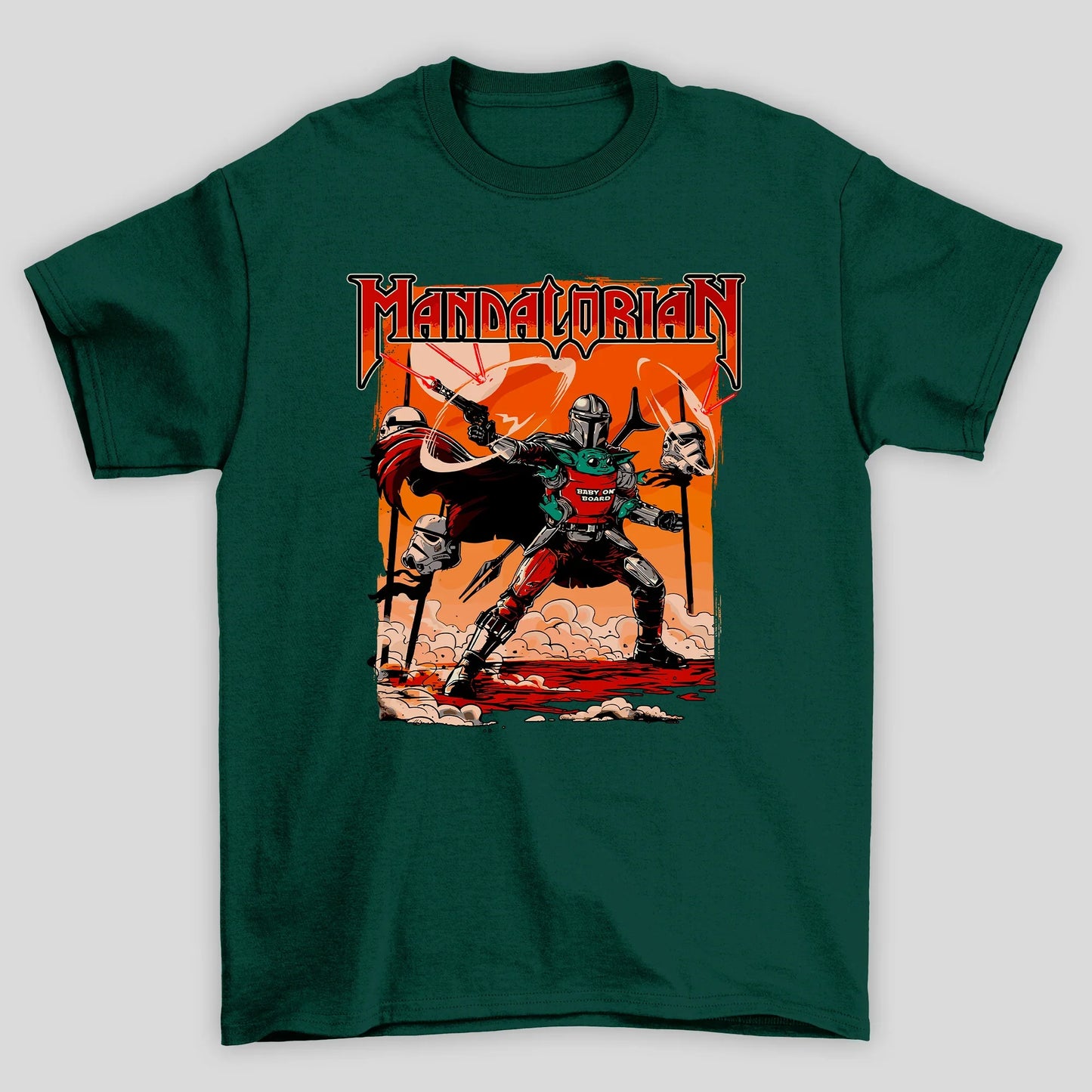 Camiseta Básica Unissex Mandalorian Atirando No Deserto