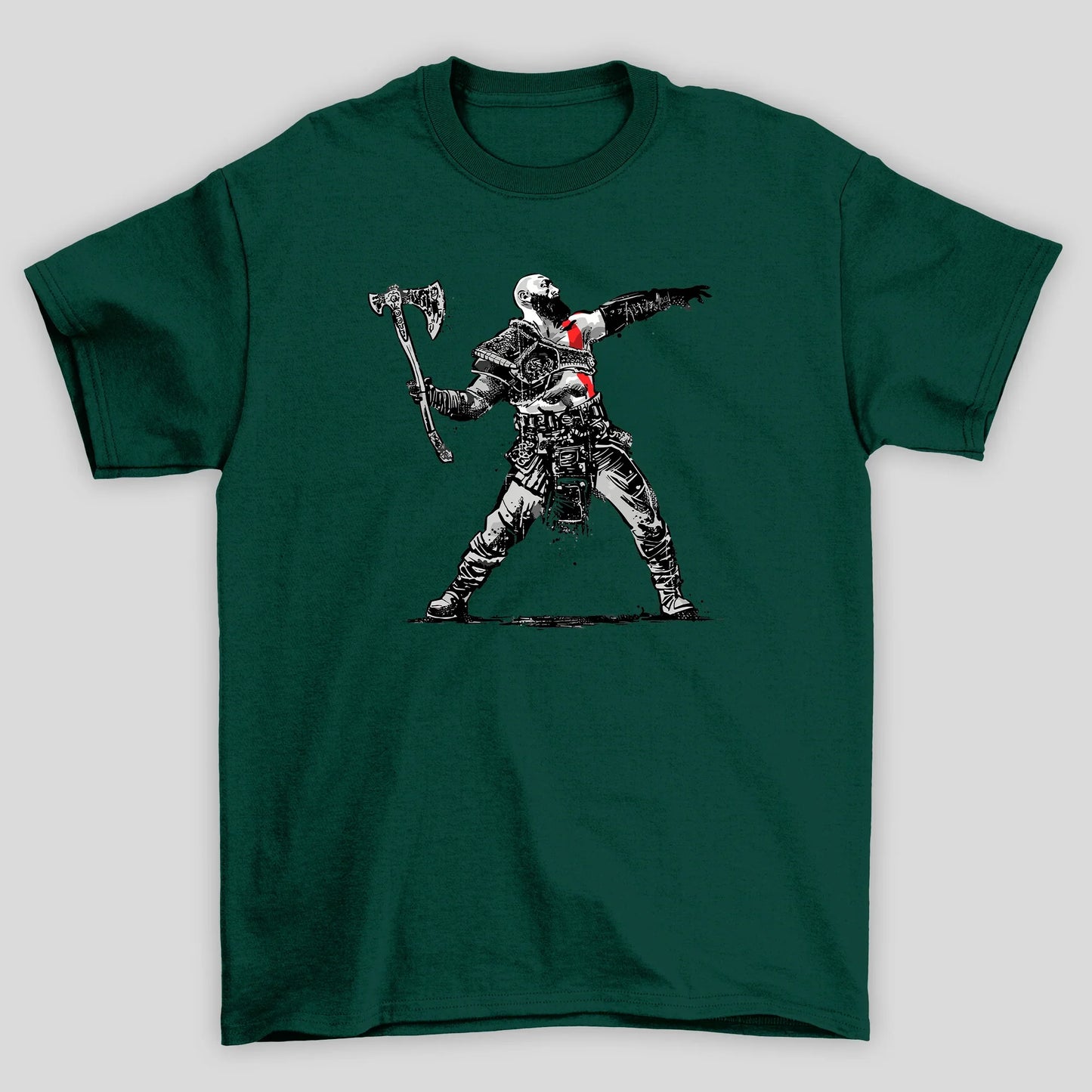 Camiseta Básica Unissex Kratos Rosto Atreus Silhueta God Of War