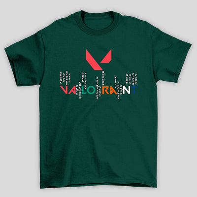 Camiseta Básica Unissex Nomes Logo Valorant