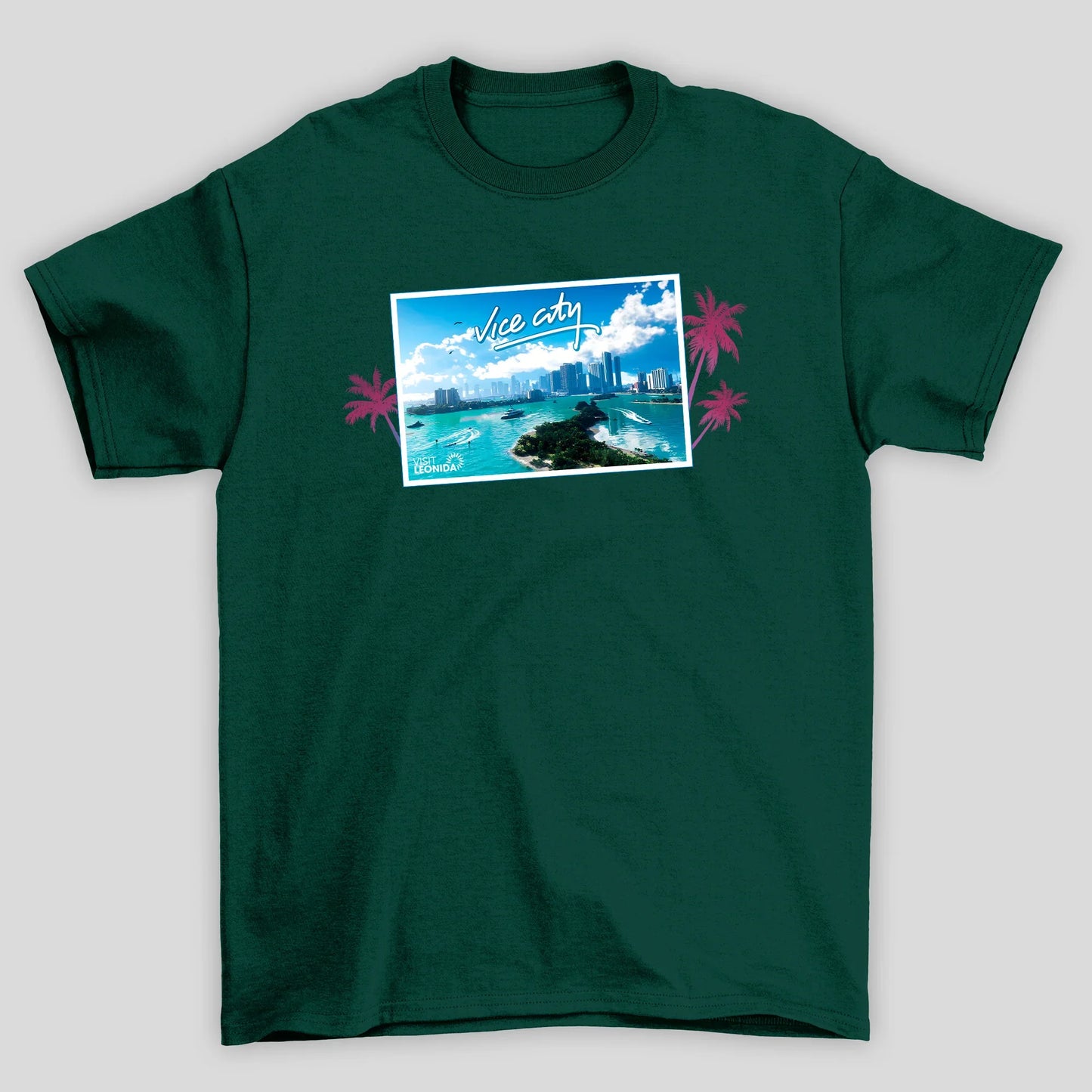 Camiseta Básica Unissex GTA Cartão Postal Vice City