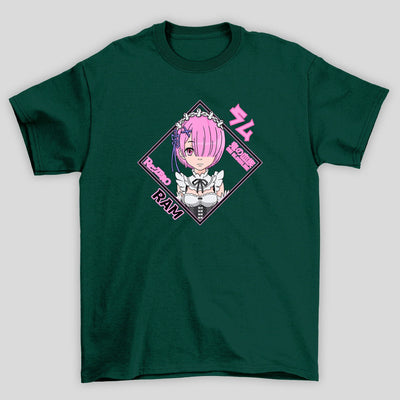Camiseta Básica Unissex Ram Rosto Kanji Re Zero
