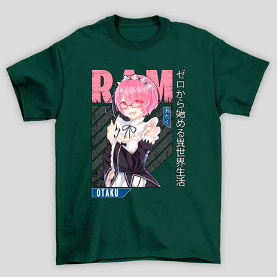 Camiseta Básica Unissex Ram Oculos Kanji Otaku Re Zero