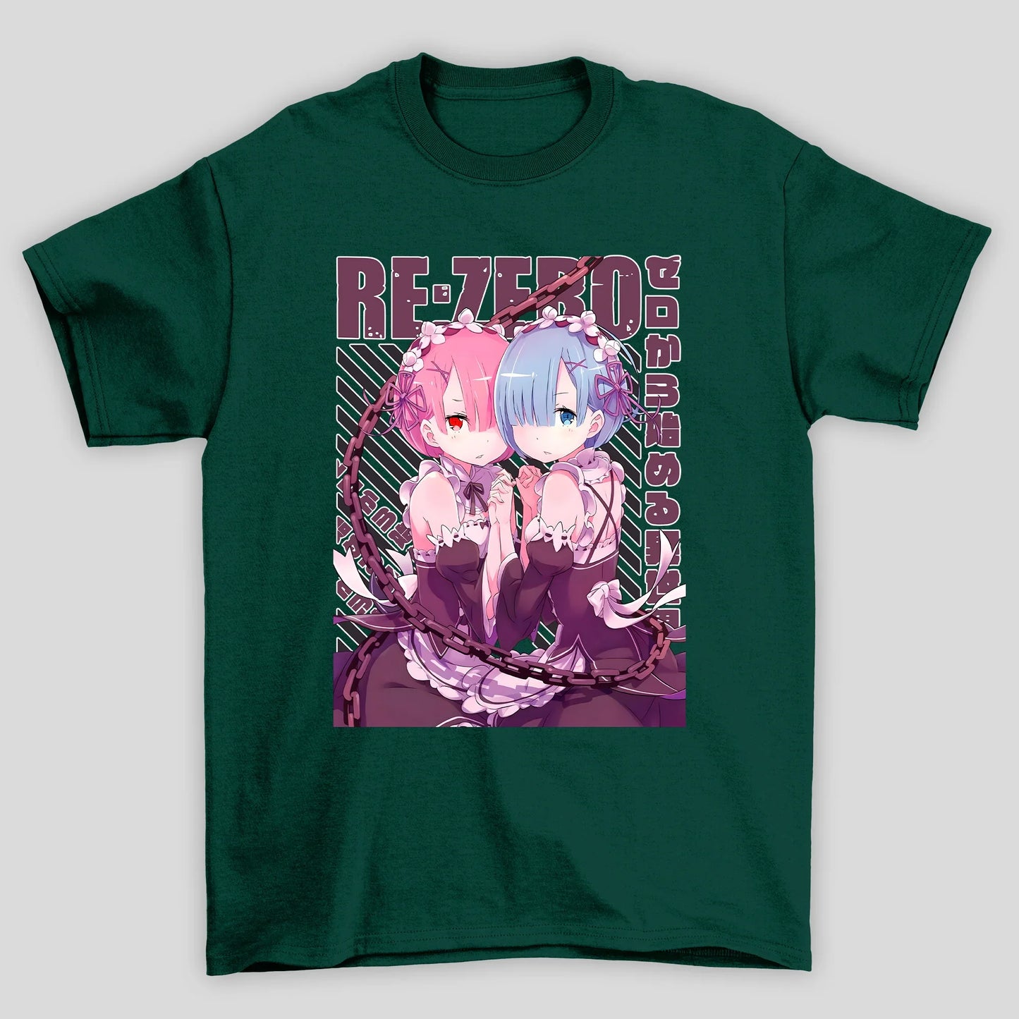 Camiseta Básica Unissex Rem E Ram Kanji Re Zero