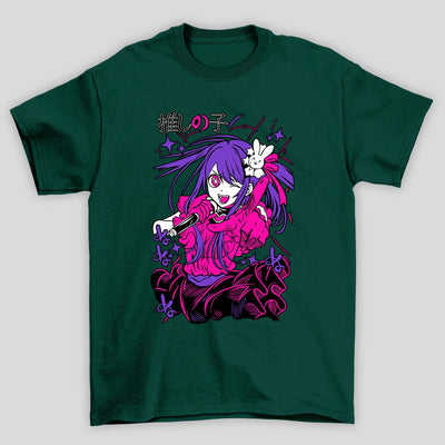 Camiseta Básica Unissex Ai Hoshino Piscando Oshi No Ko