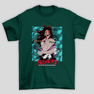Camiseta Básica Unissex Demon Slayer Kokushibo Kanji Espada