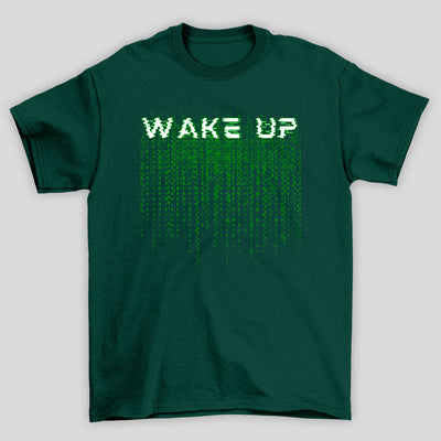 Camiseta Básica Unissex Wake Up Binarios Matrix