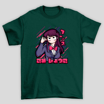 Camiseta Básico Unissex Komi Kanji Kawaii Komi Cants Communicate