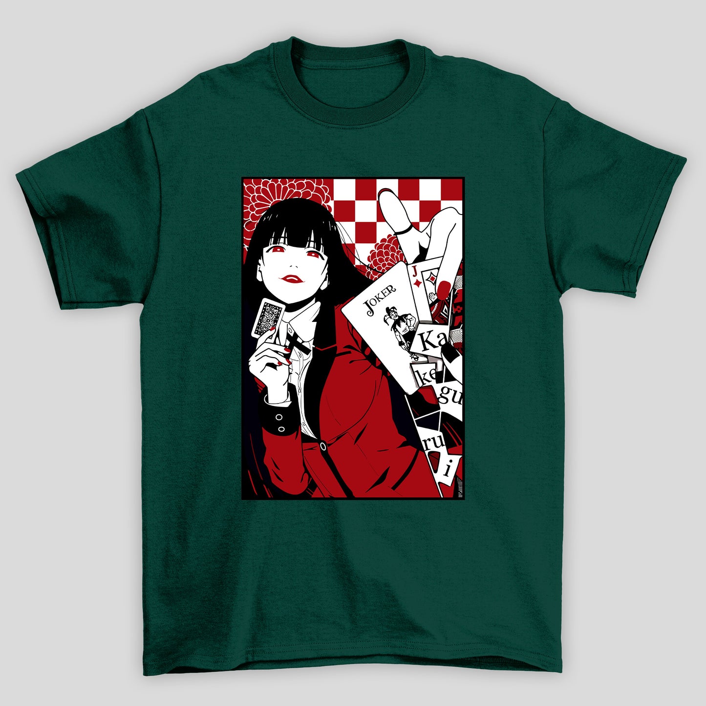 Camiseta Básica Unissex Yumeko Jabami Joker Carta Kakegurui