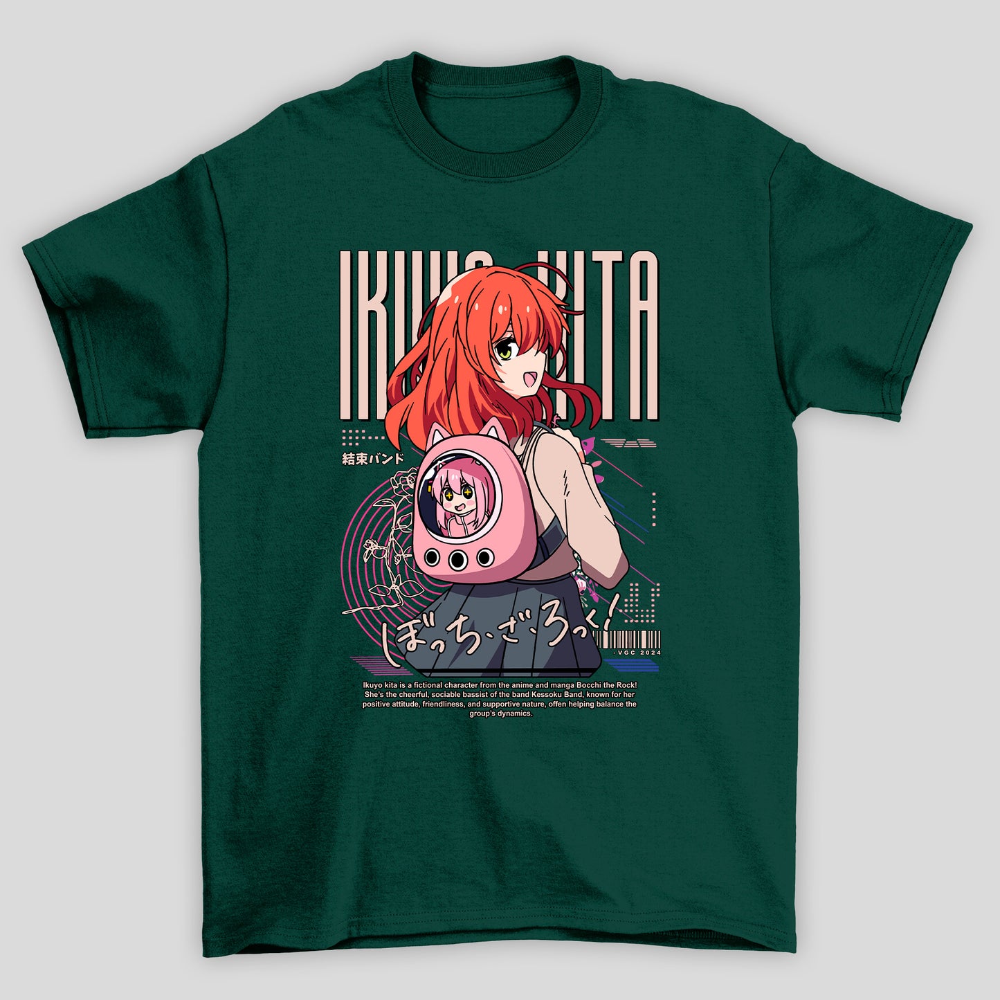Camiseta Básica Unissex Kita Ikuyo Mochila Gato Bocchi The Rock