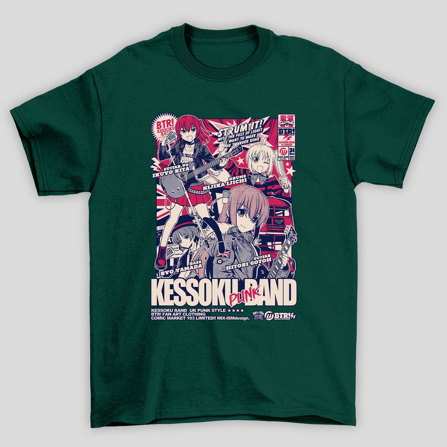 Camiseta Básica Unissex Kessoku Band Punk Poster Show Bocchi The Rock