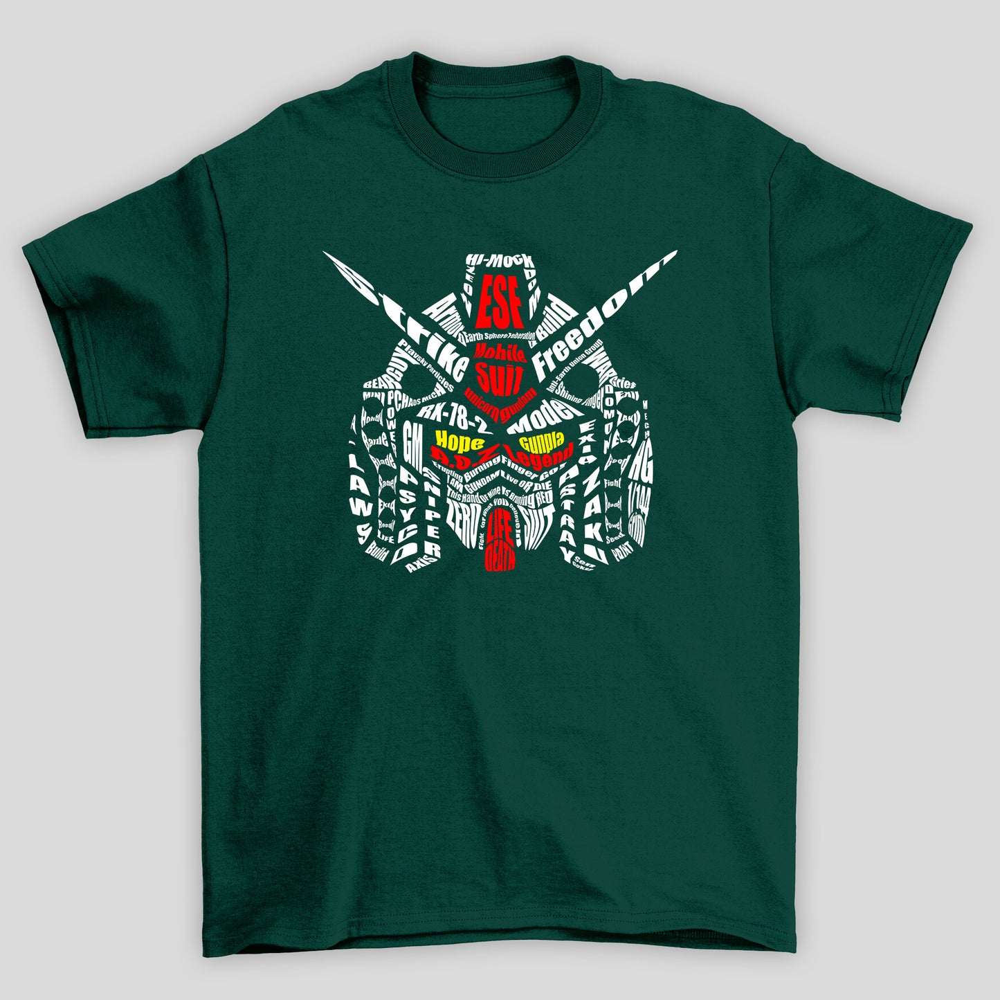 Camiseta Básica Unissex Gundam Capacetes Textos
