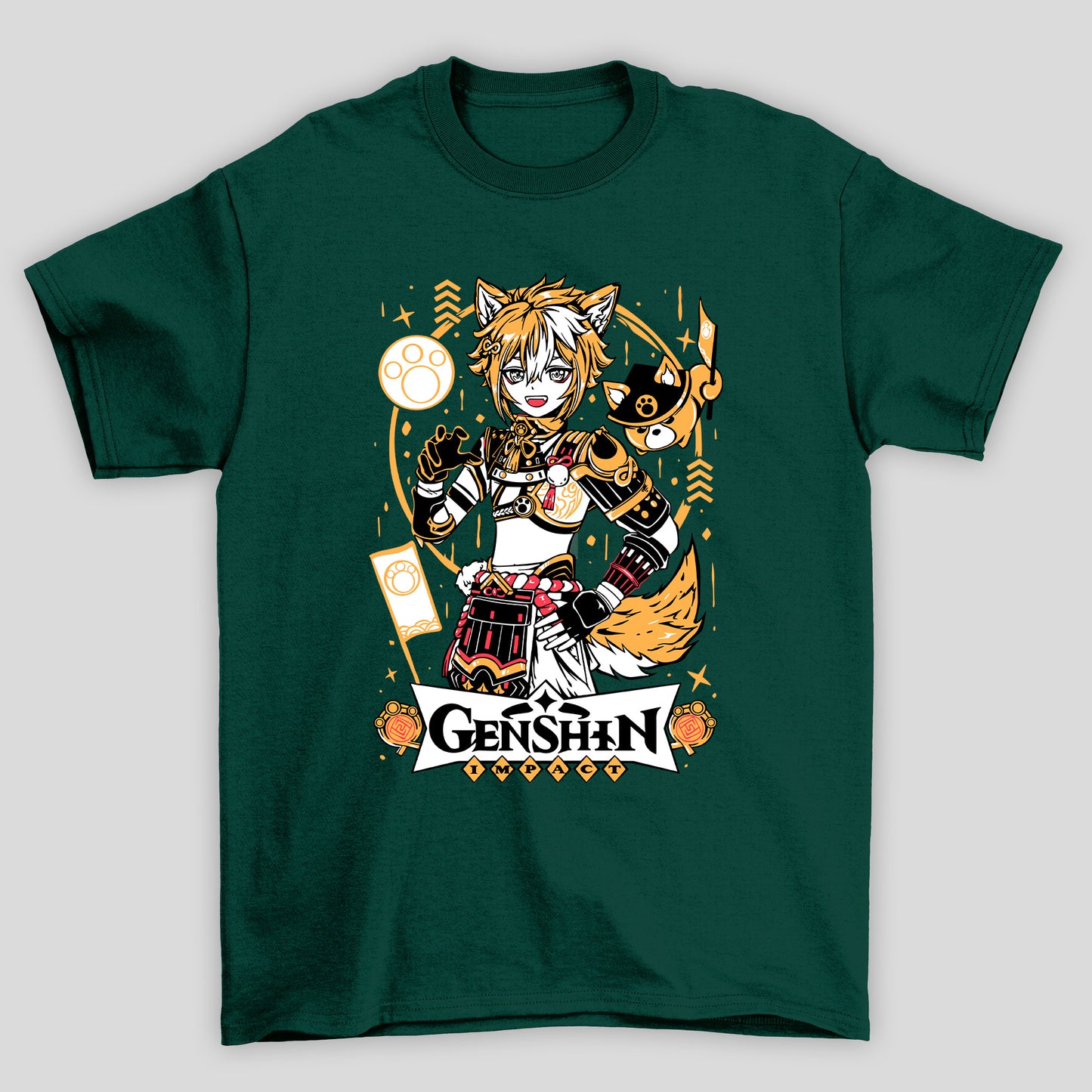 Camiseta Básica Unissex Gorou Arco Cachorro Genshin
