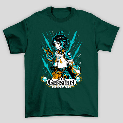 Camiseta Básica Unissex Xiao Mascara Genshin