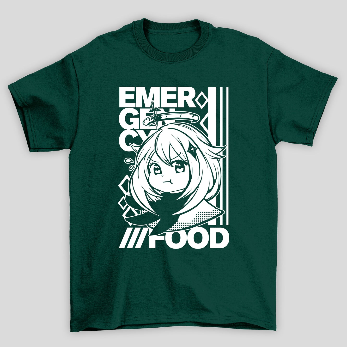Camiseta Básica Unissex Paimon Emburrada Emergency Food Genshin