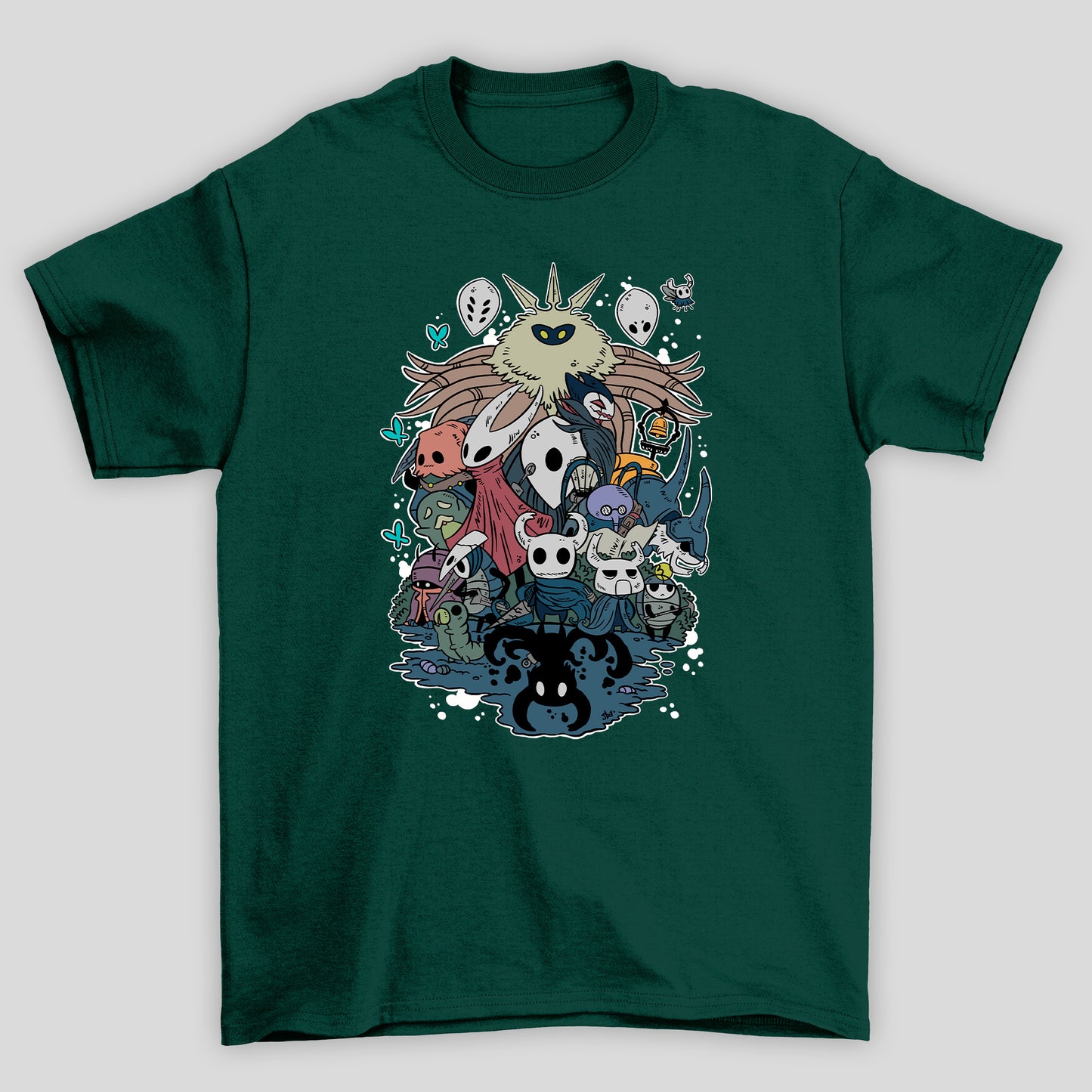Camiseta Básica Unissex Hollow Knight Personagens Mascaras