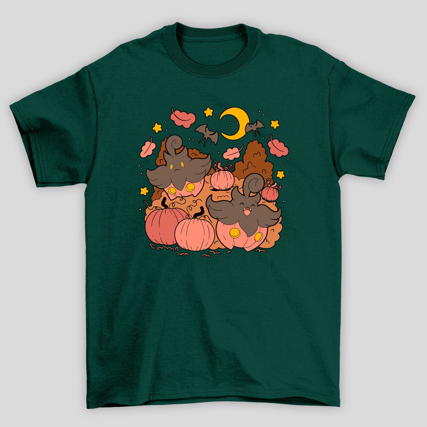 Camiseta Básica Unissex Pumpkboo Lua Pokemon Halloween