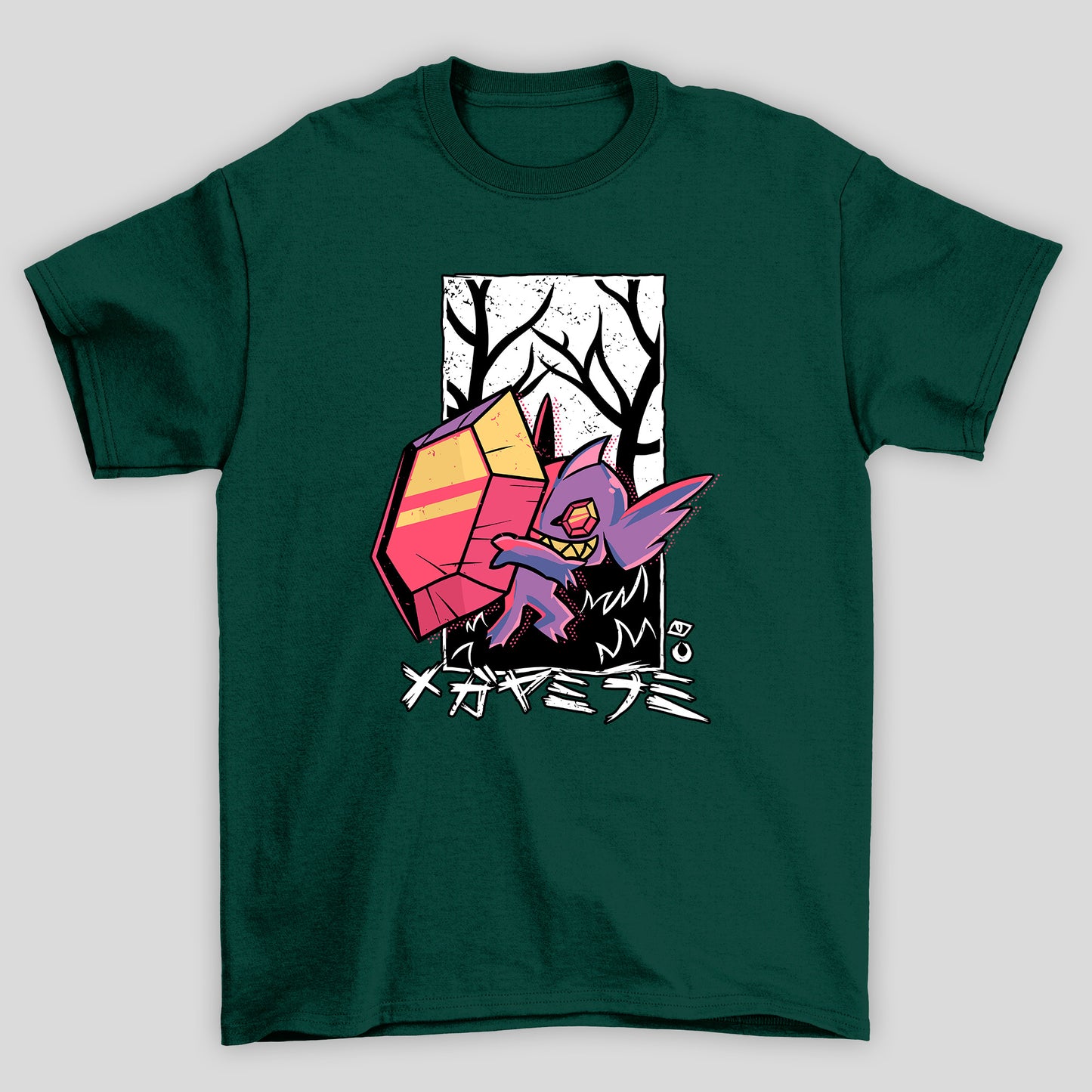 Camiseta Básica Unissex Mega Sableye Kanji Pokemon Halloween