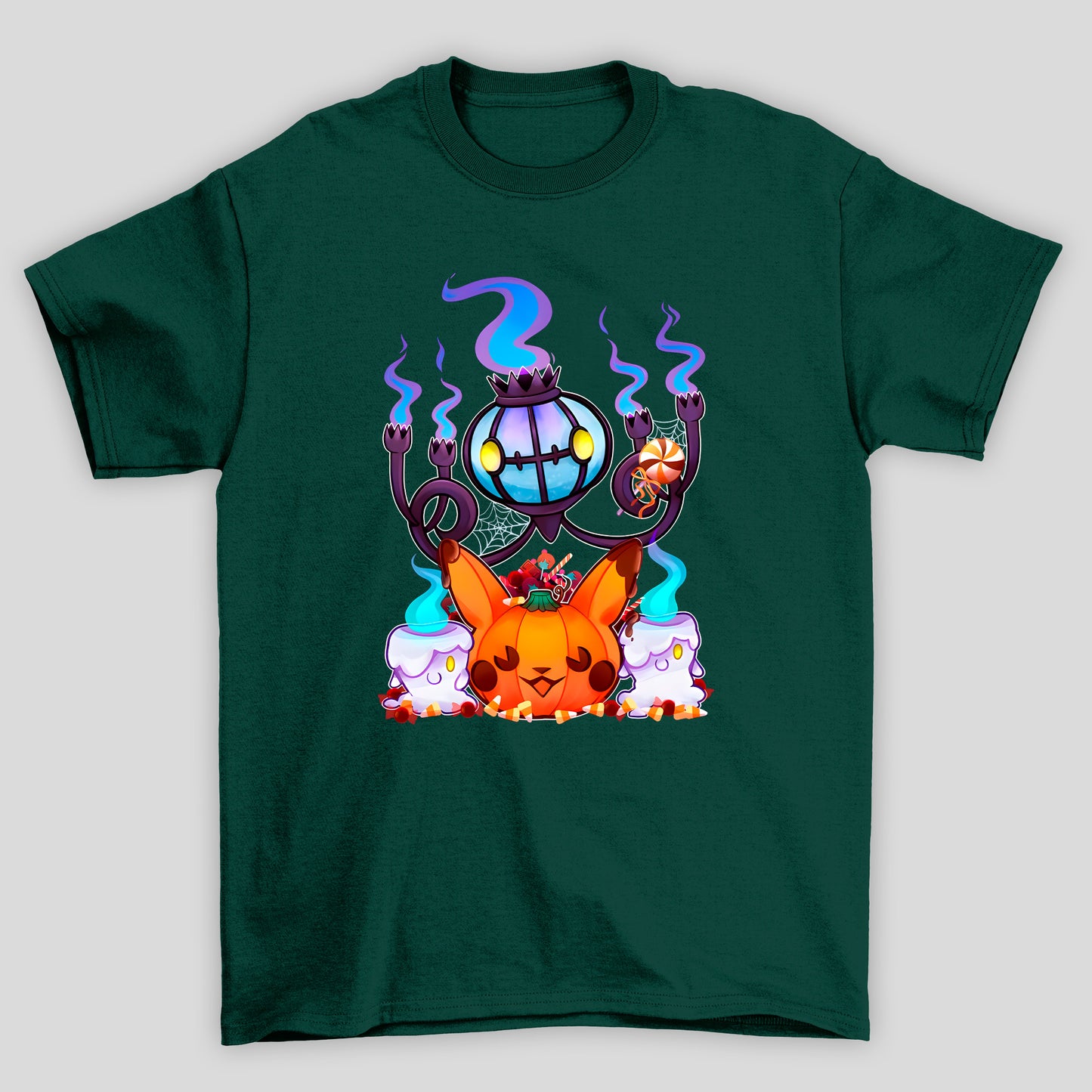 Camiseta Básica Unissex Chandelure Litwick Pokemon Halloween