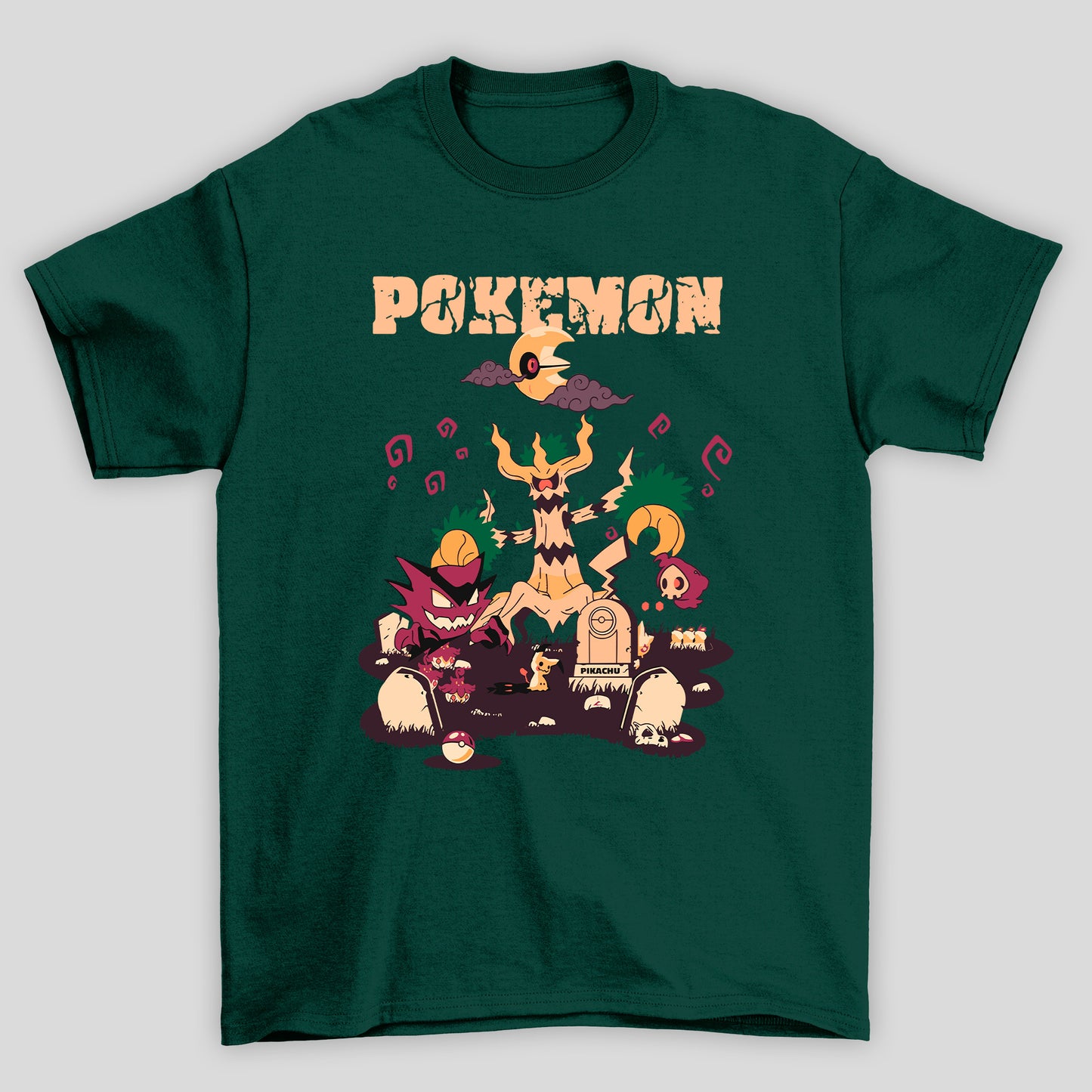 Camiseta Básica Unissex Trevenant Tumulo Pokemon Halloween