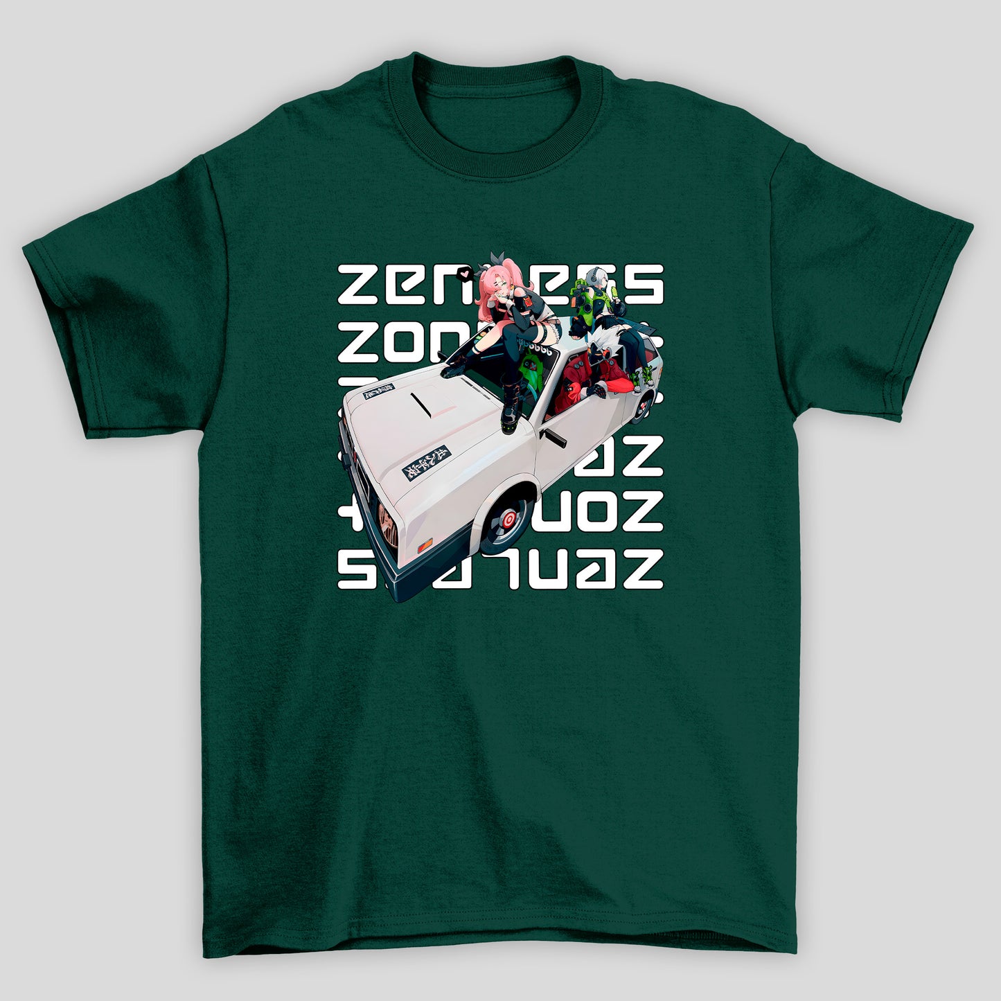 Camiseta Básica Unissex Zenless Zone Zero Personagens Carro
