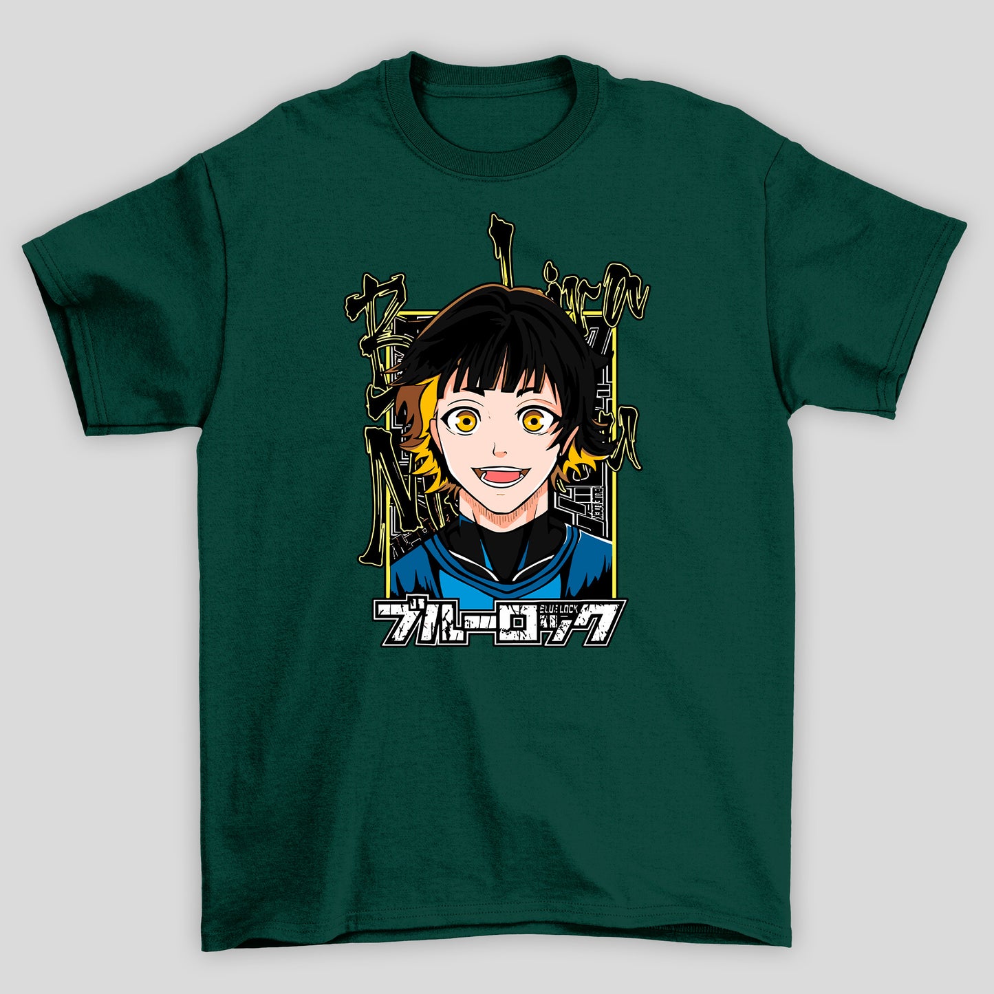 Camiseta Básica Unissex Blue Lock Meguru Bachira Rosto