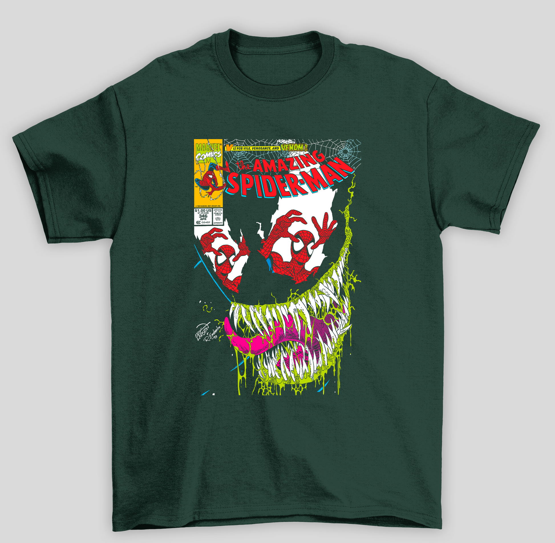Camiseta Básica Unissex Venom Amazing Spider Man- VERDE