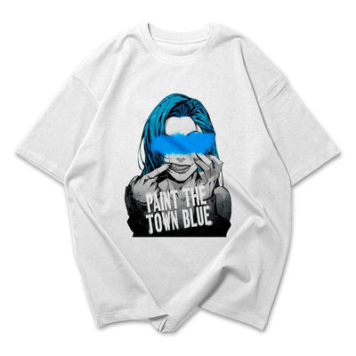 Camiseta Oversized Arcane Jinx Tinta Rosto