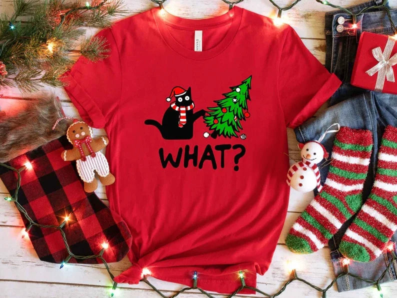 Camiseta Básica Unissex Cat What Natal