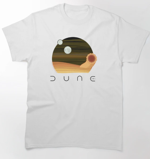CAMISETA BASICA UNISEX Dune Desert Night and Sandworm-branca