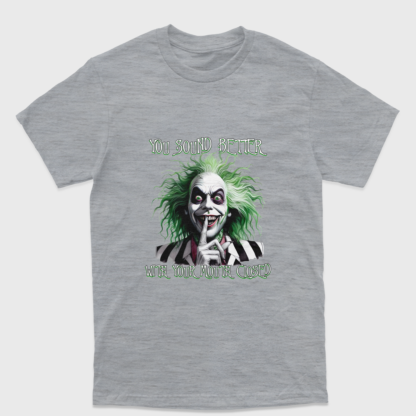 Camiseta Básica Unissex Beetlejuice You Sound Better With Your Mouth Closed