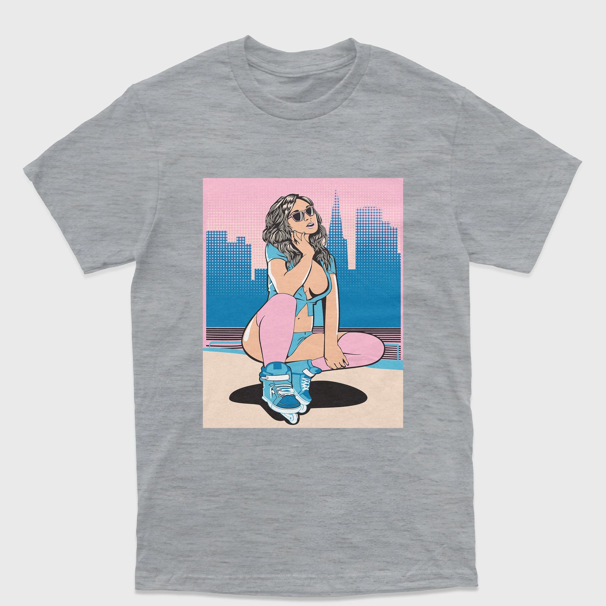 Camiseta Básica Unissex Grand Theft Auto Woman-CINZA