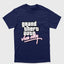 Camiseta Básica Unissex Grand Theft Auto Vice City-AZUL MARINHO
