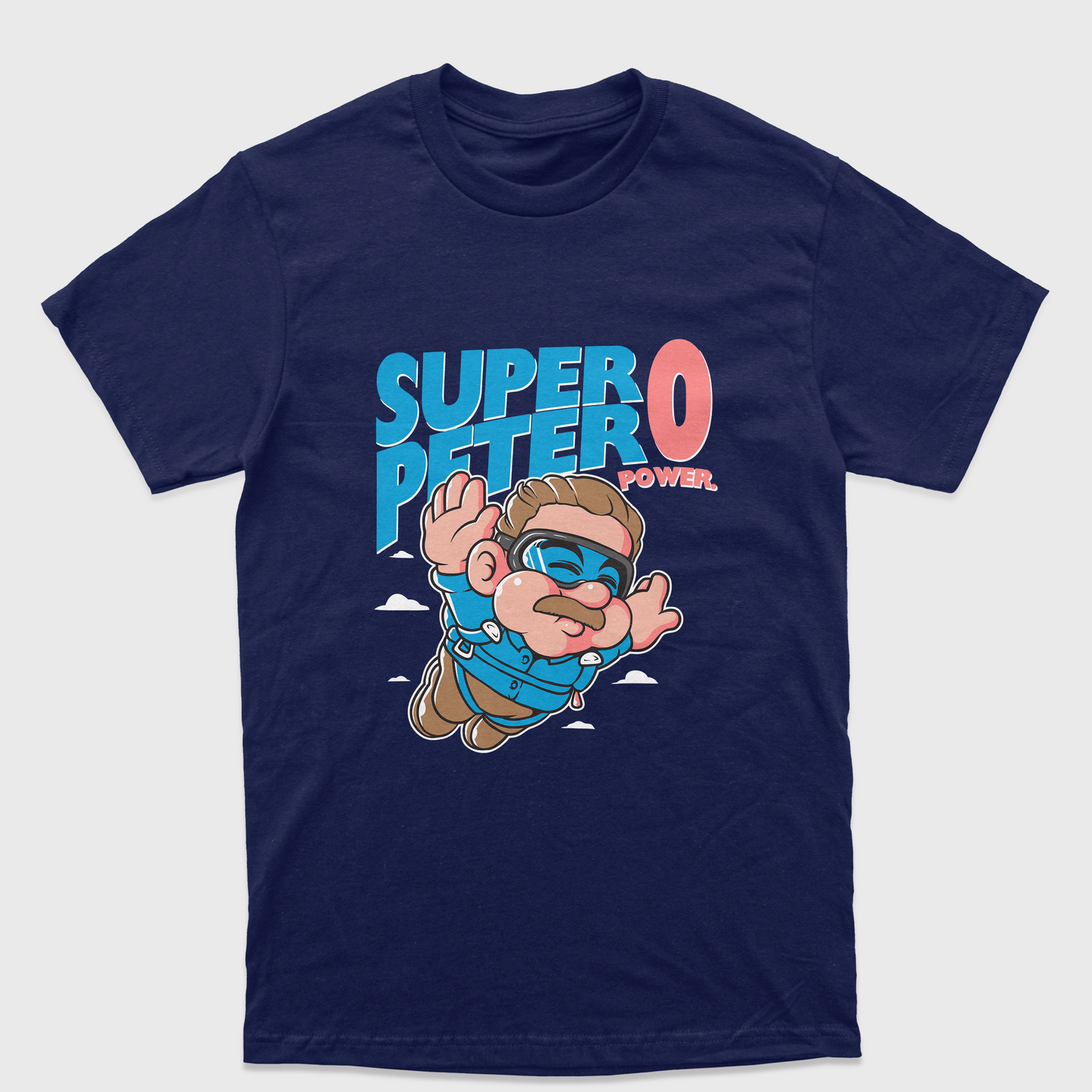 Camiseta Básica Unissex Super Peter Mario Azul Marinho
