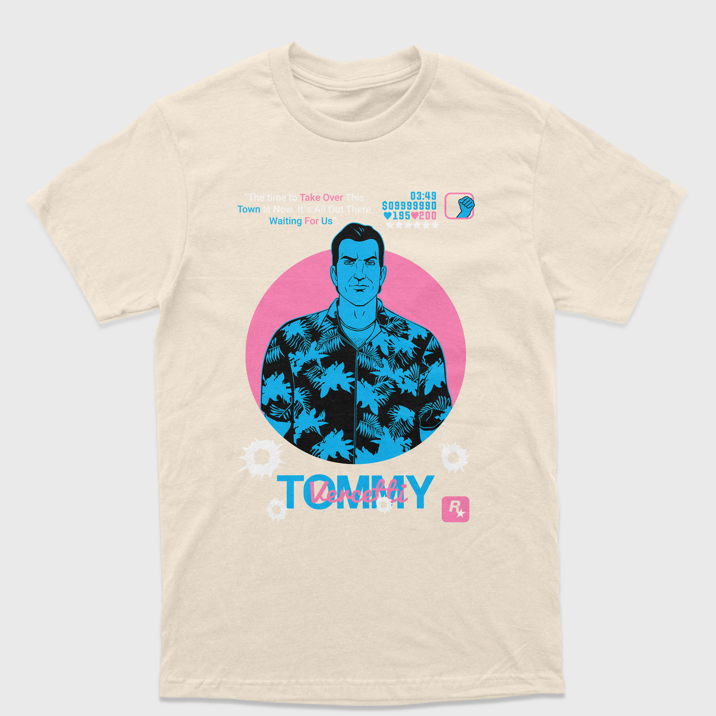 Camiseta Básica Unissex GTA Game Tommy-PEROLA