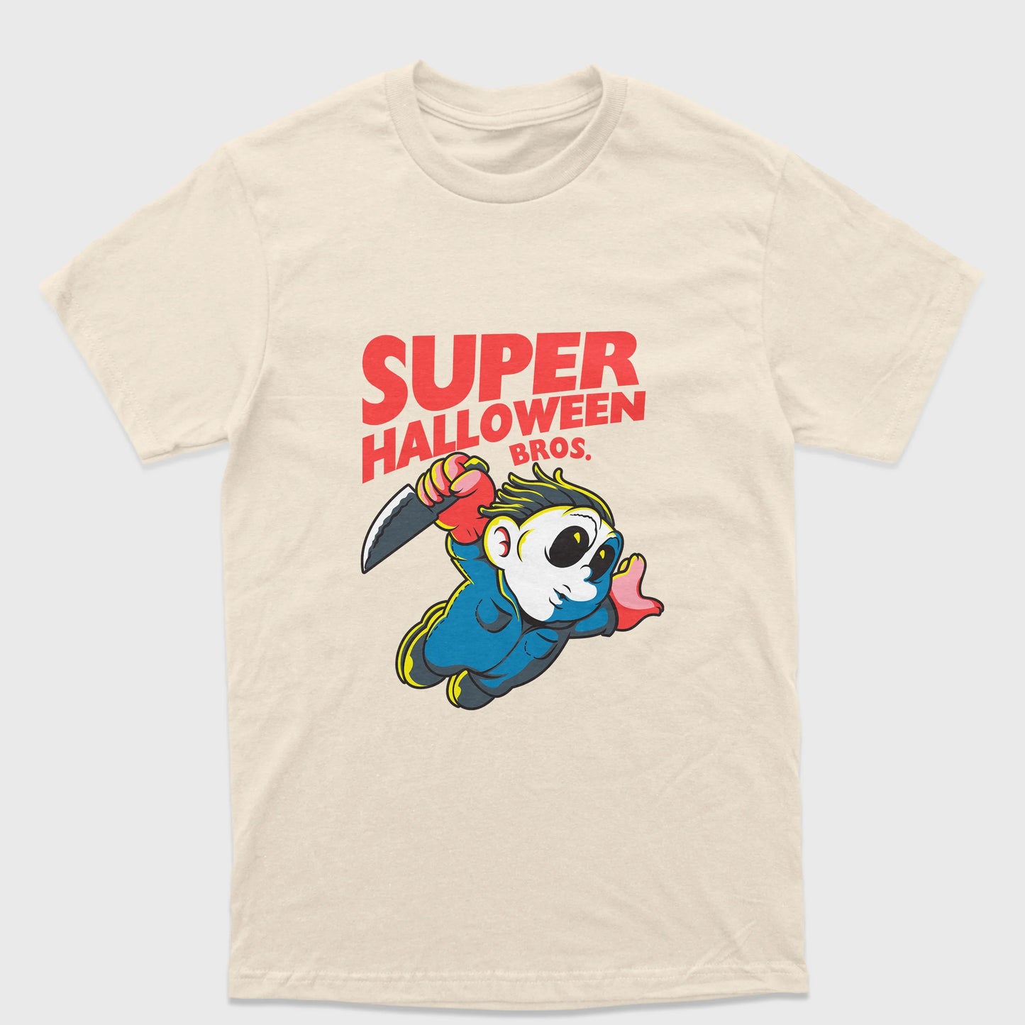 Camiseta Básica Unissex Super Mario Halloween Michael Myers
