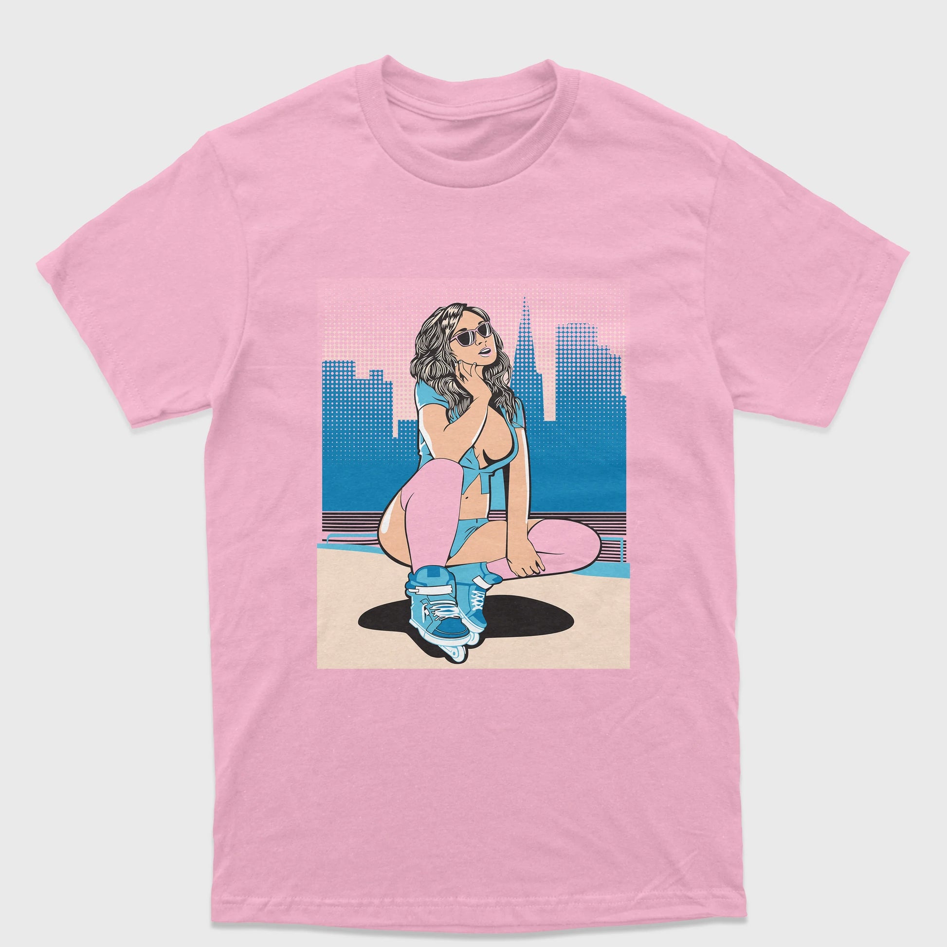 Camiseta Básica Unissex Grand Theft Auto Woman-ROSA BEBE