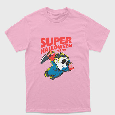 Camiseta Básica Unissex Super Mario Halloween Michael Myers