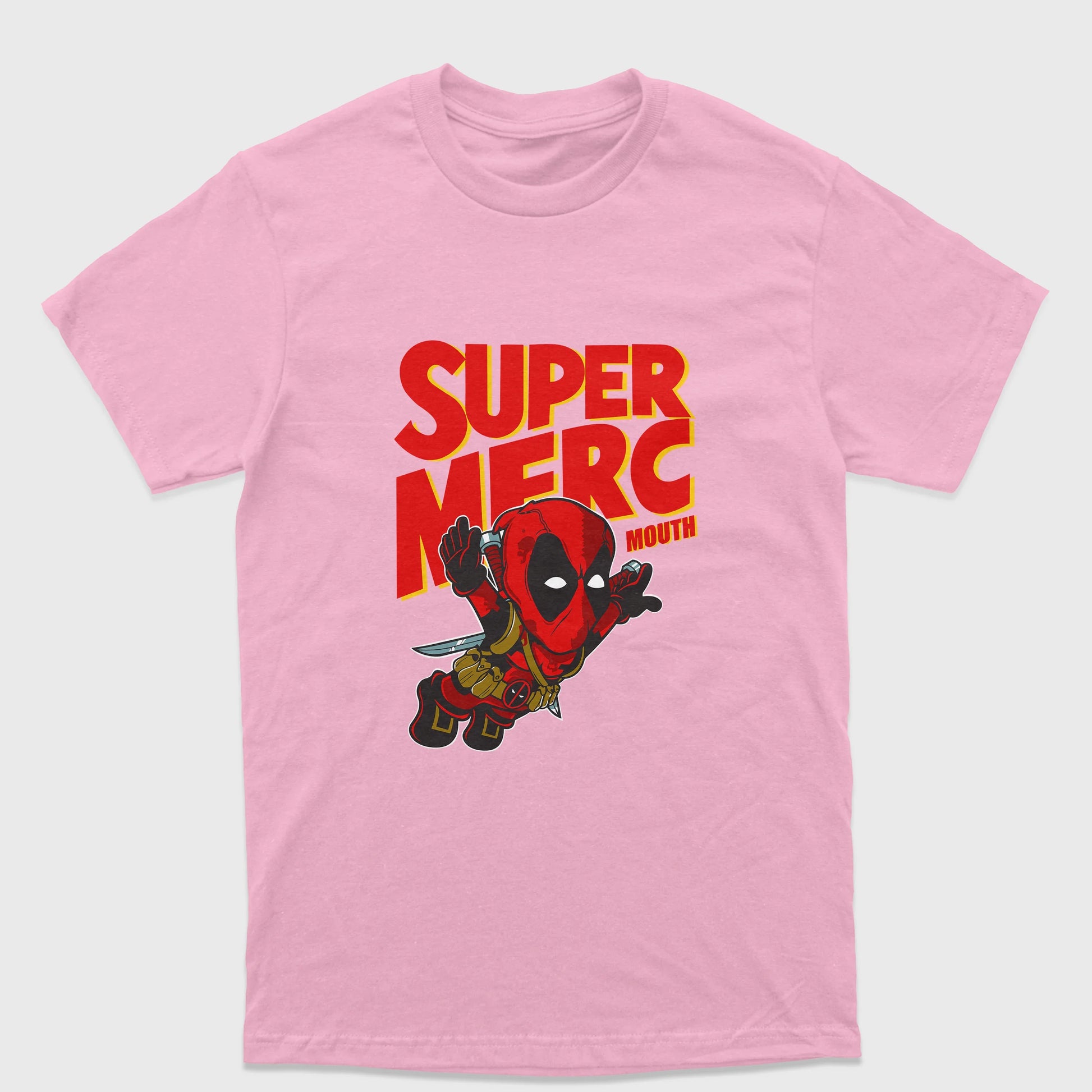 Camiseta Básica Unissex Super Mario Deadpool Marvel Rosa bebê 