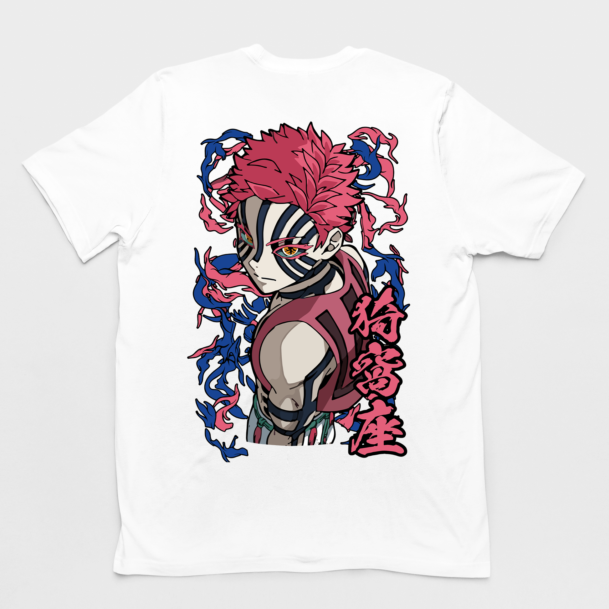 Camiseta Básica Akaza Lua Superior Demon Slayer- branco