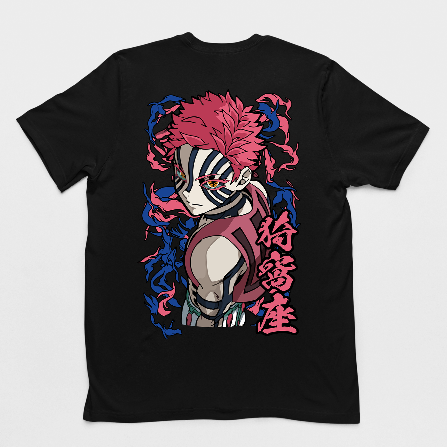Camiseta Básica Akaza Lua Superior Demon Slayer- preto