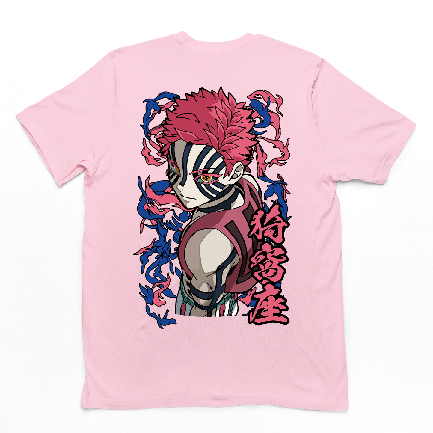 Camiseta Básica Akaza Lua Superior Demon Slayer- rosa bebe